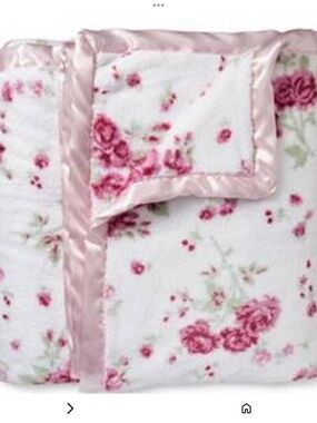 shabby chic fluffy blanket satin trim roses floral flowers Rachel ashwell